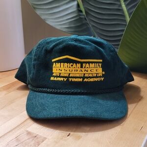 Vintage Corduroy Green Hat | Flat Bill Hat